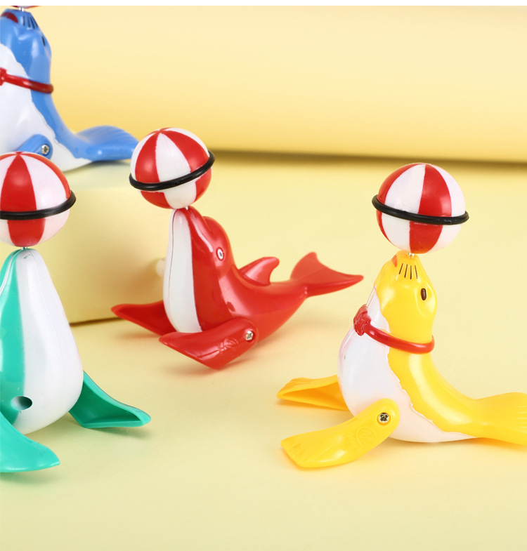 海豚海狮顶球上链发条玩具幼儿园礼品赠品地摊热卖儿童玩具批发