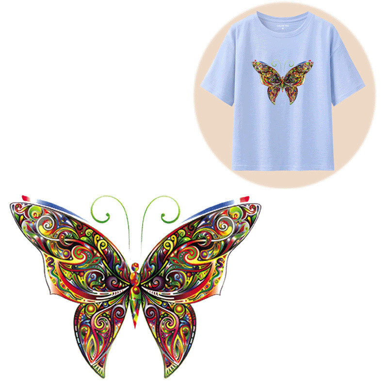 新款蝴蝶热转印柯式烫画图案diy手工艺衣服贴补丁装饰贴现货