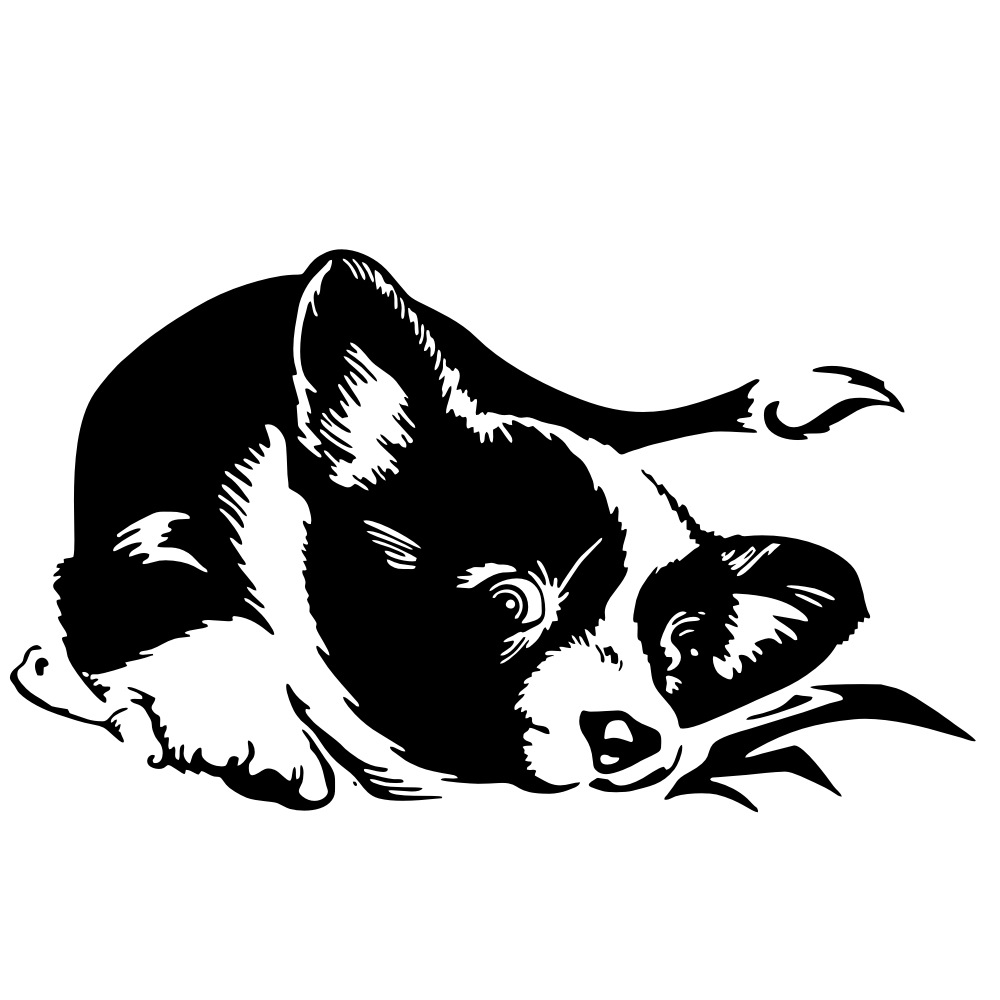 可爱蝴蝶犬小狗狗图案精雕款可移除家居艺术墙贴画 可定制尺寸