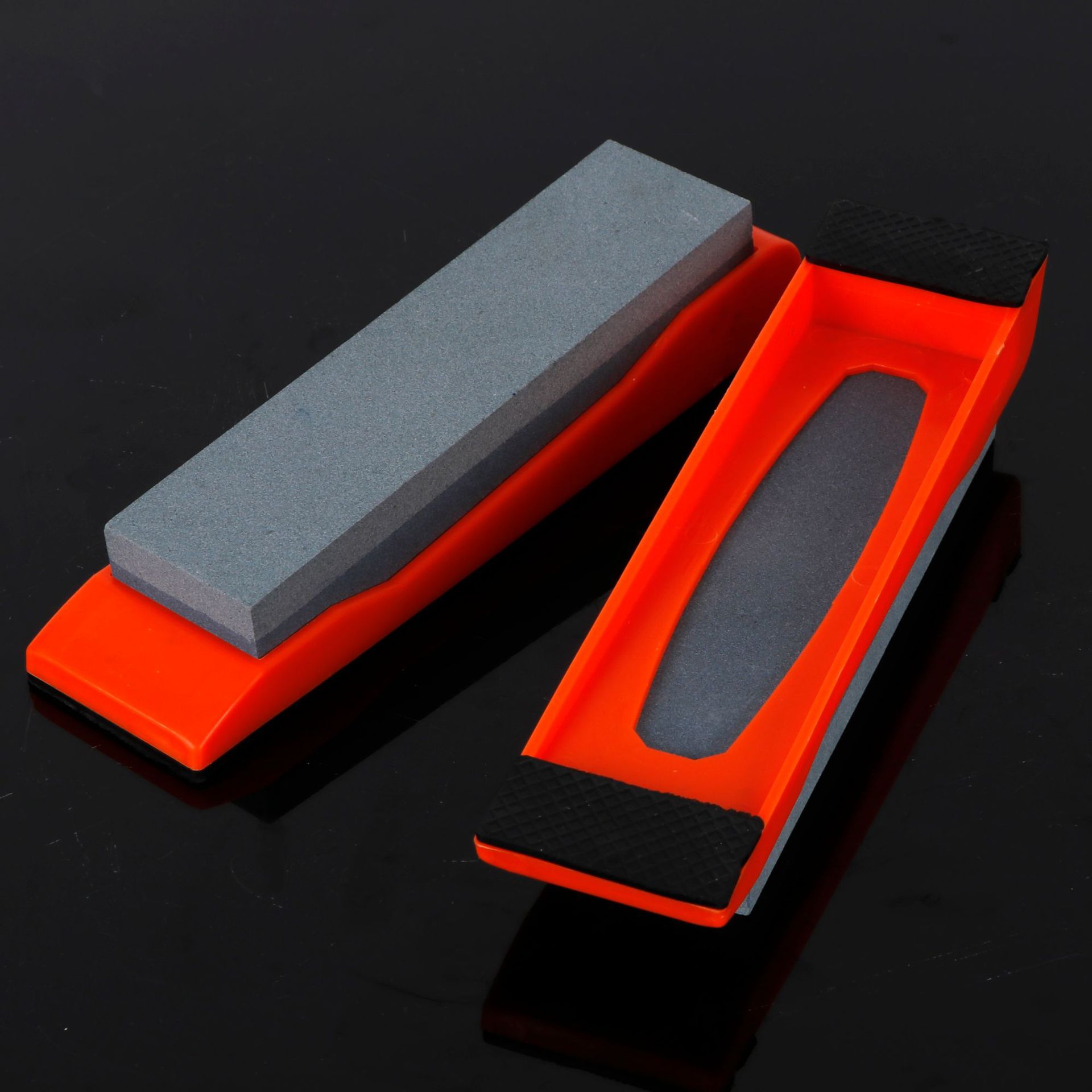 180/320目双面磨刀石 家用厨房带底座磨刀石 油石磨石