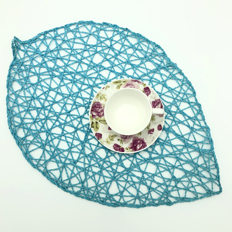 现代简约纸绳乱编树叶形餐桌垫杯垫隔热垫幼儿园教具装饰用品