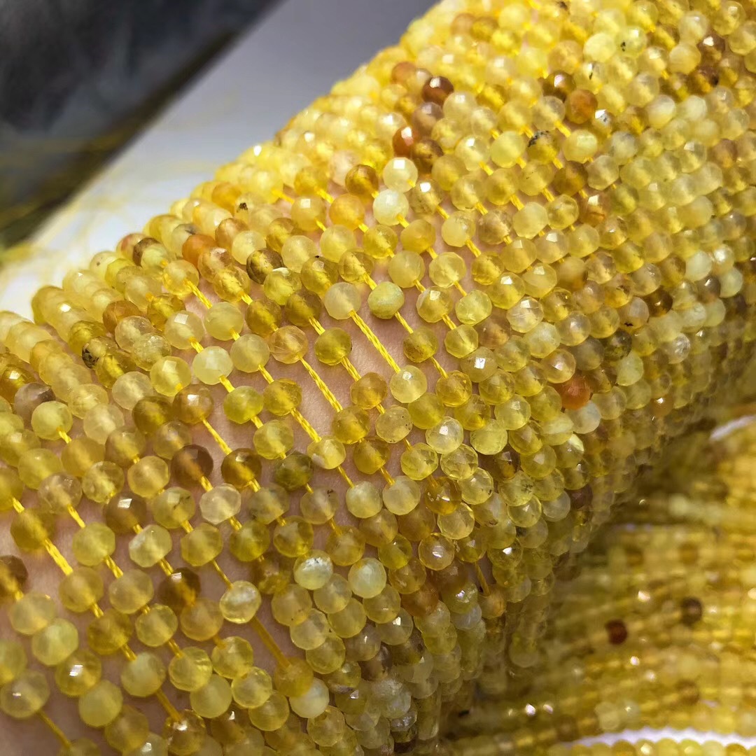 天然水晶 黄澳宝盘珠刻面散珠半成品 澳宝钻石面圆珠 厂家直销