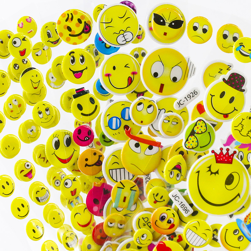 厂家直销可爱黄色笑脸表情立体泡泡贴手机贴纸卡通儿童贴纸贴画