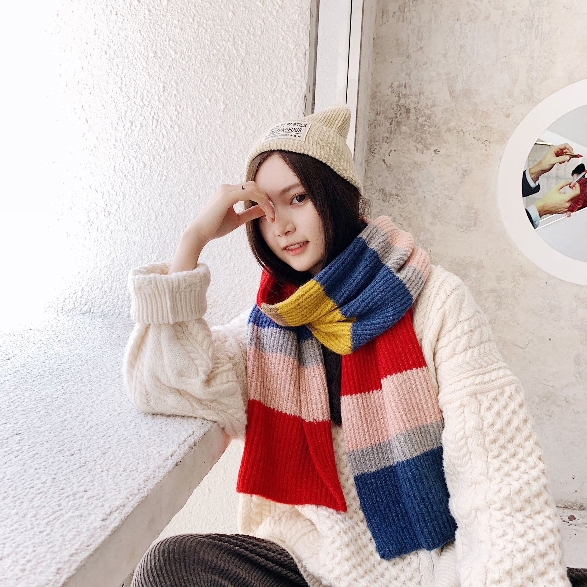 彩虹毛线围脖