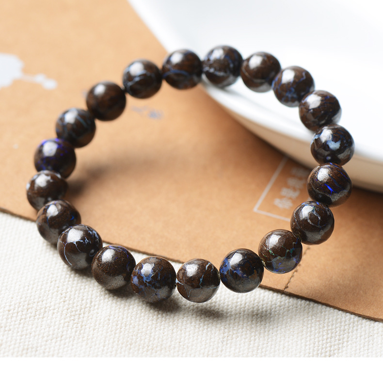 珠王饰品 天然铁欧泊手链火欧泊女澳宝玉石手串 厂家直销一件代发