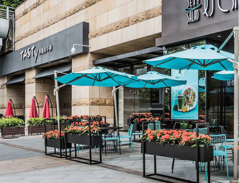 简约铁艺户外花箱花架落地式奶茶店咖啡厅外摆花槽隔断绿植花盆架