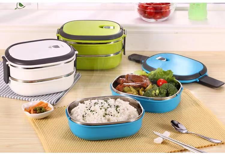 新款色彩不锈钢双层保温饭盒学生手提餐盒保温桶礼品定制logo