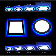 led双色超溥面板灯嵌入式天花灯圆形方形客厅走廊KTV商业照明蓝边