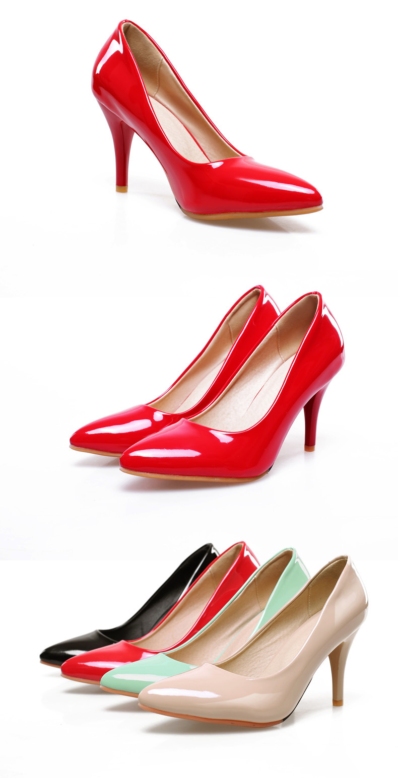 跨境外贸大码女鞋时尚尖头跟鞋职业女单鞋4041424344454647码