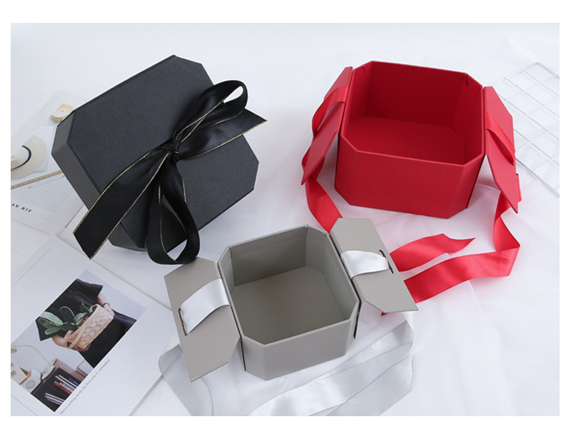 创意ins风八边形生日礼物空盒惊喜粉色八角结婚伴手礼品包装纸盒