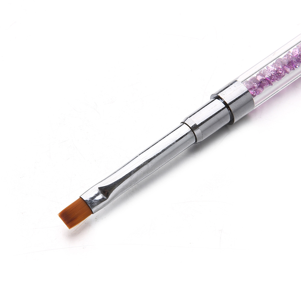 美甲笔新款黑杆紫钻美甲双头笔一头平头光疗笔一头拉线笔