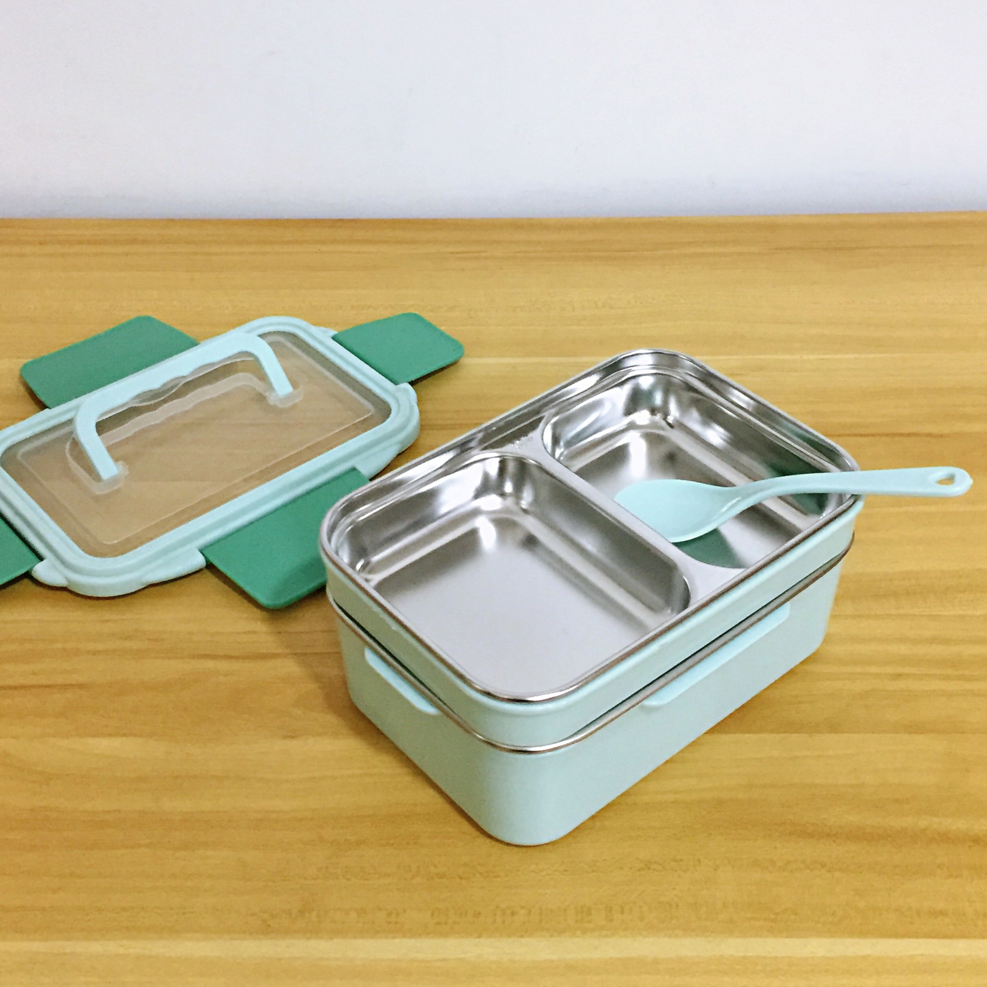 304不锈钢 饭盒 北欧色二层饭盒 分格餐盘 学生便当盒提锅 礼品