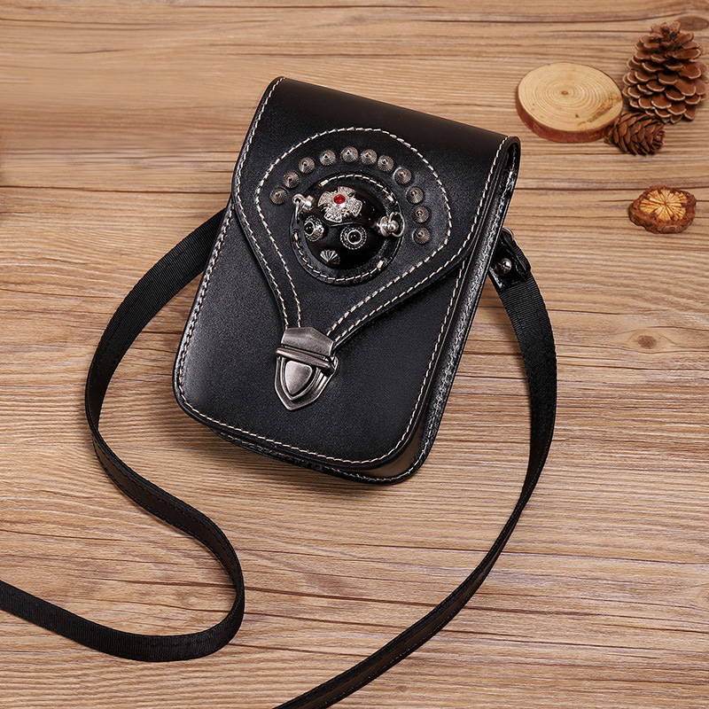 新穿皮带竖款个性男式多功能手机包腰包植鞣牛皮手工单肩包小挂包