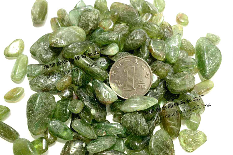 天然磷灰石绿色水晶碎石摆件手链装饰石子花瓶花盆天然无孔碎石