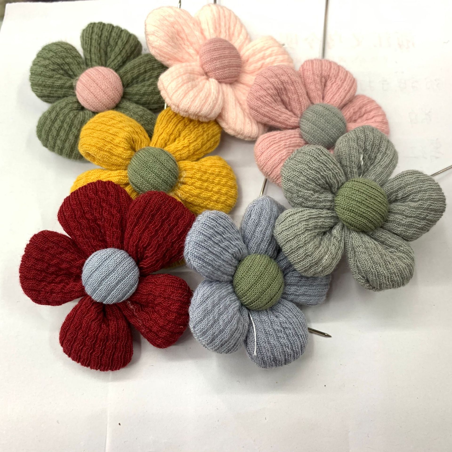 单 双面棉五瓣加扣布艺小花diy儿童服装辅料配件  7色现货