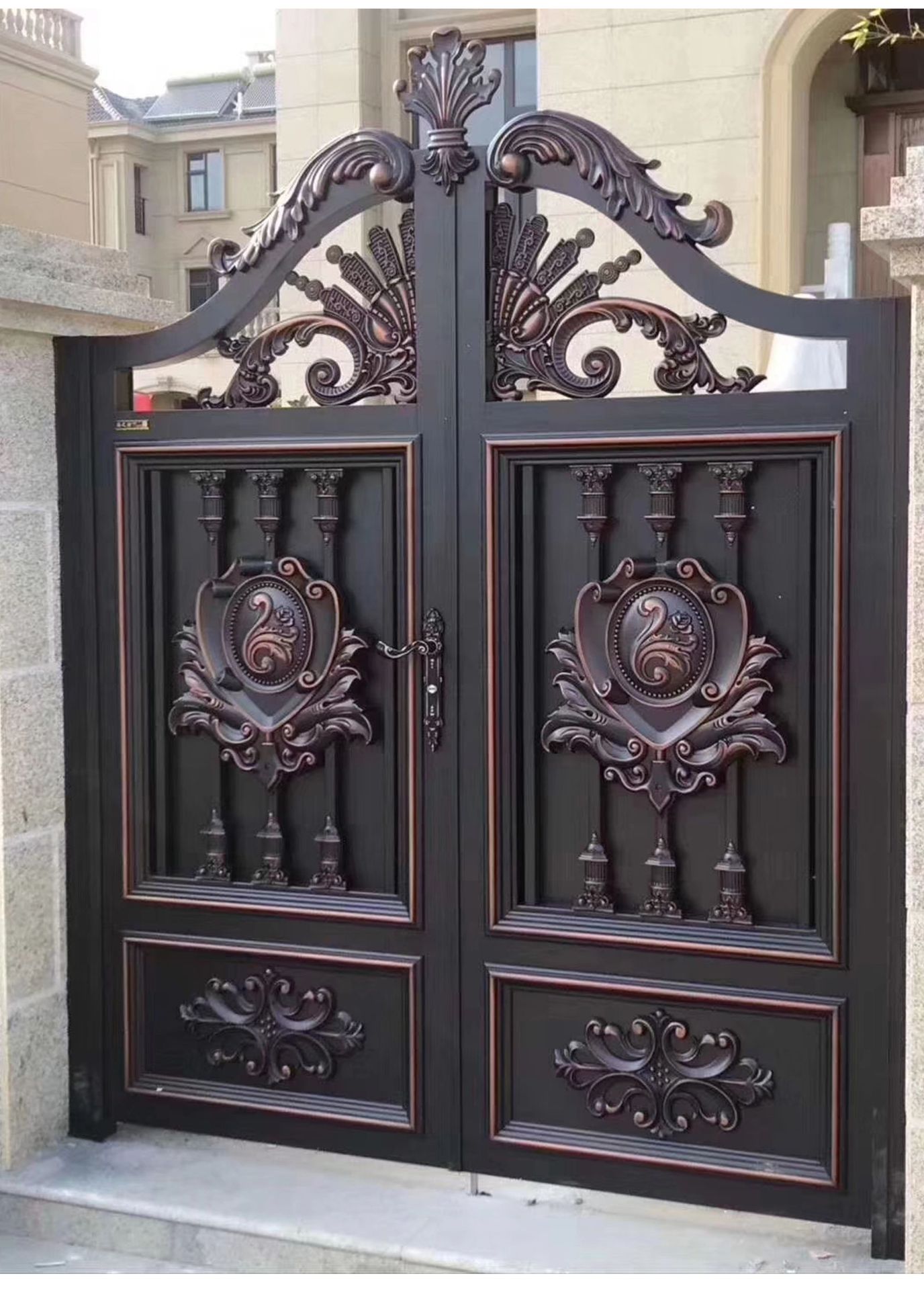 厂家定制 铝艺大门 铝合金庭院门 别墅大门 农村别墅平开门庭院门