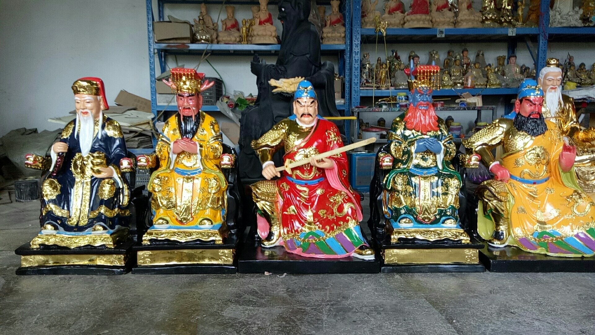 88厘米五道爷神像五道使者神像贴金极彩树脂玻璃钢河南佛像厂