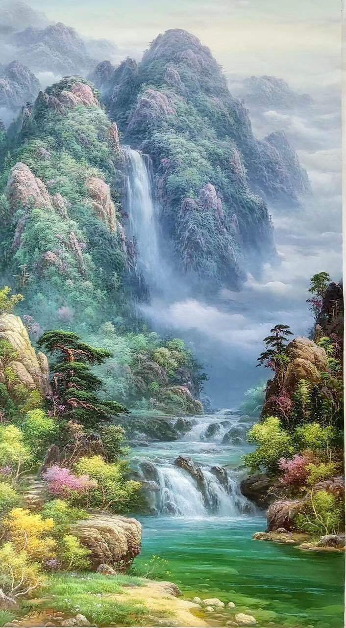 纯手绘油画 现代简约客厅装饰画中式风景餐厅书房壁挂画江南水乡