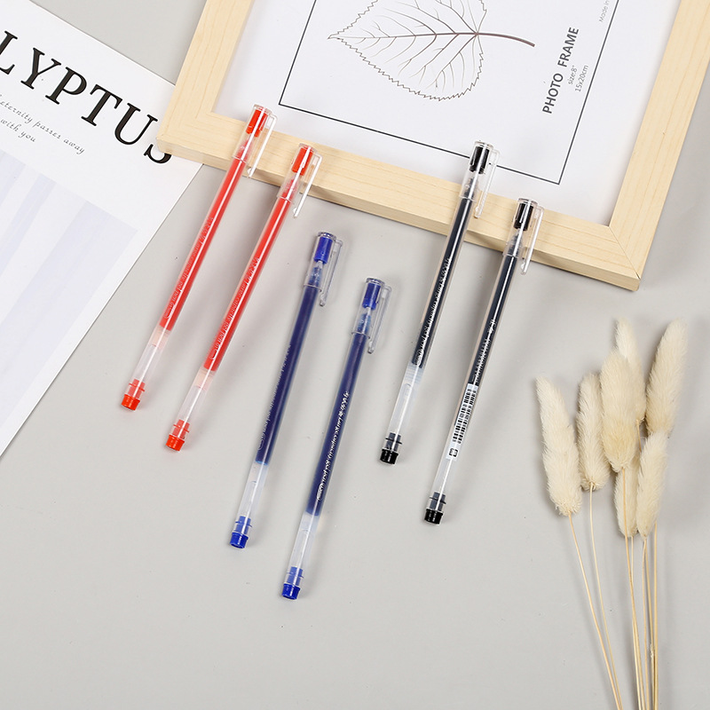 新款大容量一次性中性笔 学生文具水性笔 厂家定制可印logo广告笔