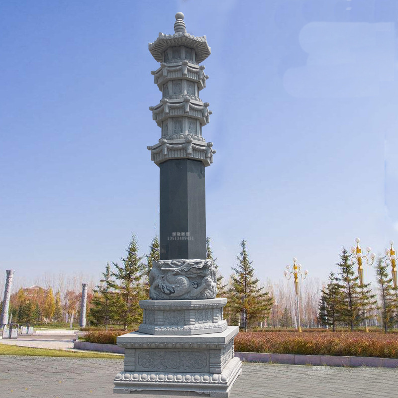 定做石雕花岗岩经幢 石塔寺庙刻字经柱佛塔摆件园林景区摆件