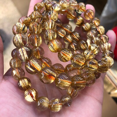 厂家直销天然钛金顺发水晶手链新品收藏级钛金发晶手串水晶批发