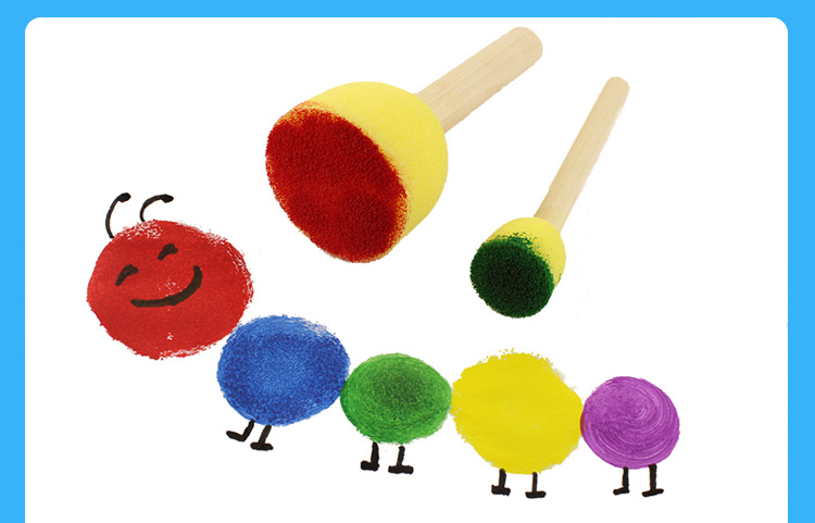 海绵画刷子画 海绵印章笔刷颜料亲子早教 幼儿园涂鸦工具绘画材料