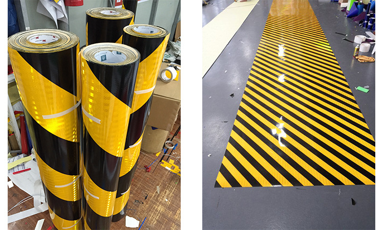 黄黑红白防撞反光警示贴交通黄黑反光贴黄黑铝背基反光膜立面标记