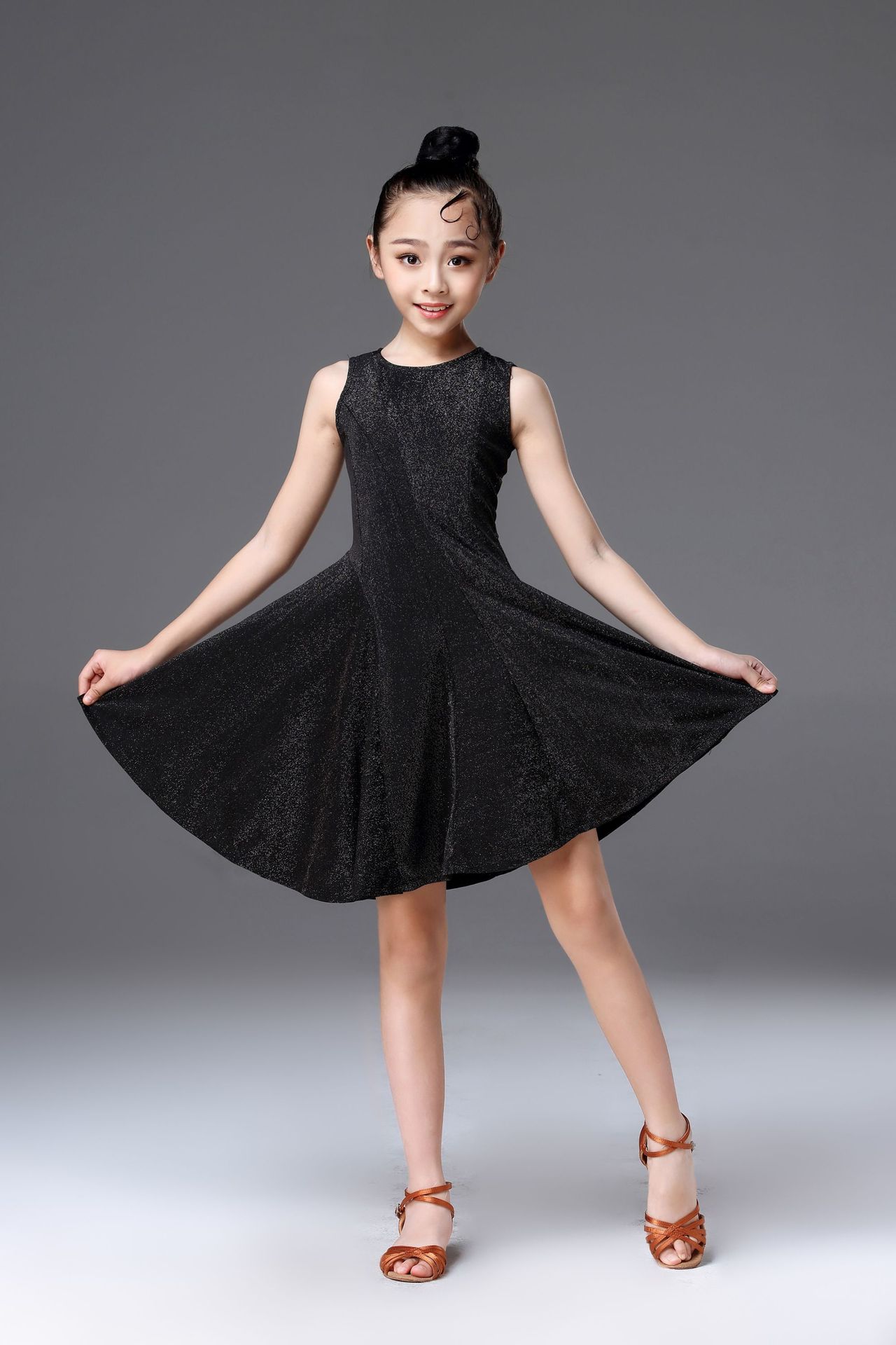 儿童拉丁舞裙女童拉丁舞练功裙女孩跳舞服装少儿比赛考级比赛服装