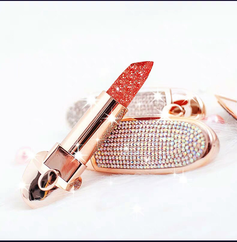 kisskylie璀璨钻石滋润口红 翻盖带镜子保湿易上色细闪雕花口红