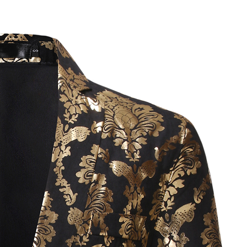 外贸欧码男装外套青年男士英伦宫廷烫金花西装夜店吧台西服zt-x38