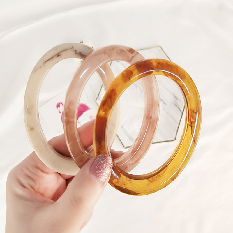 款新品欧美 时尚几何椭圆形树脂手镯 热卖简约气质百搭手饰饰品女