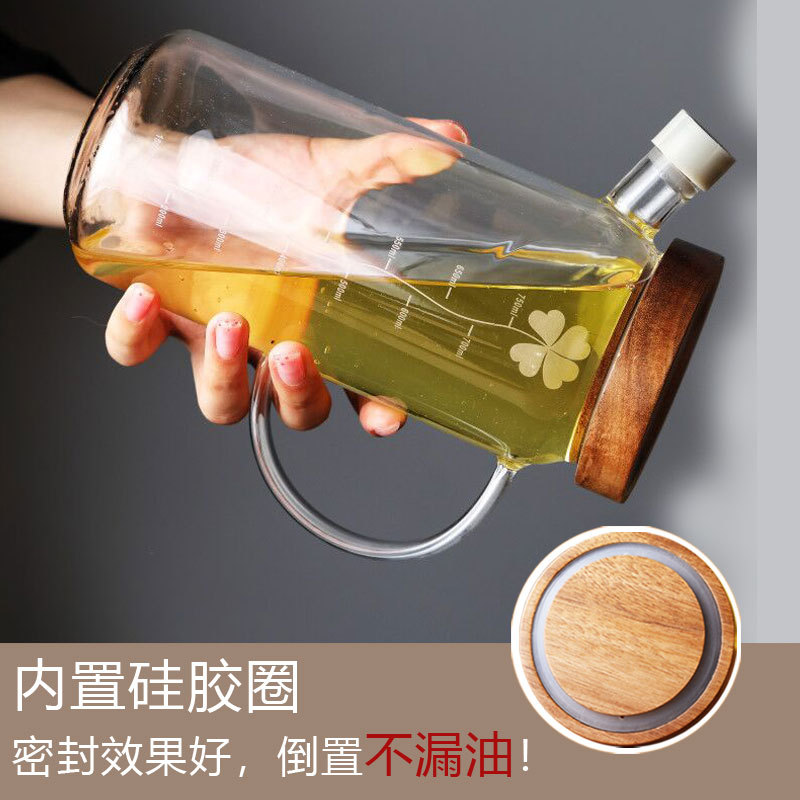 Glass Oil Pot Leak-Proof Large Capacity Measurable Soy Sauce Bottle Vinegar Bottle Small Size Oil Bottle Oil Tank Household Kitchen Utensils