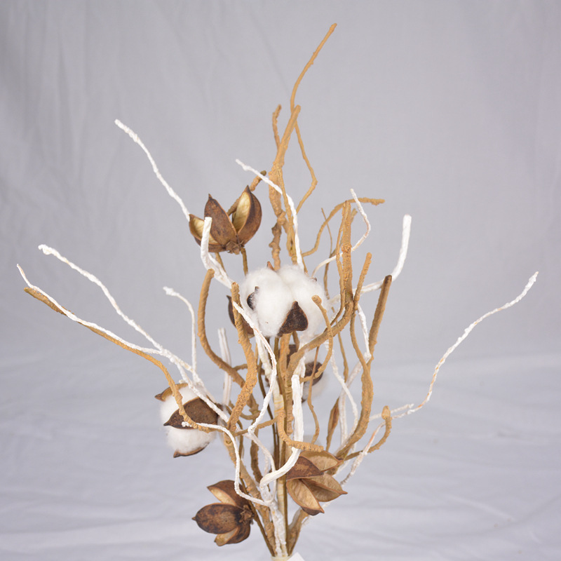 厂家批发手工棉花壳 单支多头发泡棉花 干花工艺品 家居摆设装饰