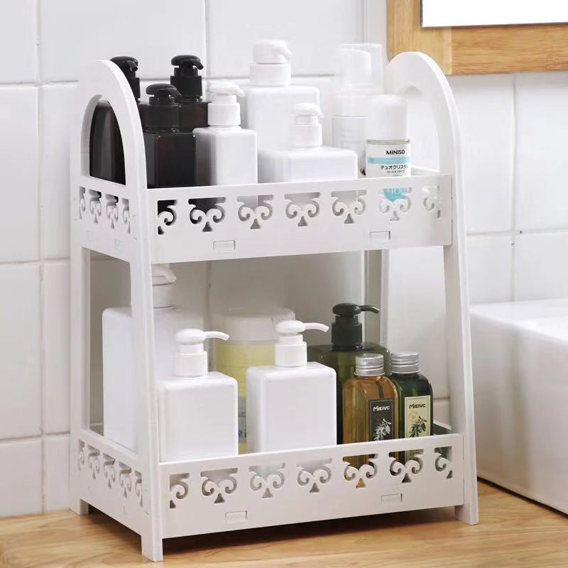 Toilet Washing Table Cosmetic Shelf Bathroom Double Deck Soap Box Wash Basin Tray Fence Storage Rack