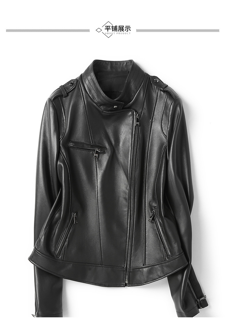 真皮皮衣女短款2019春秋新款韩版机车皮衣绵羊皮夹克外套一件代发