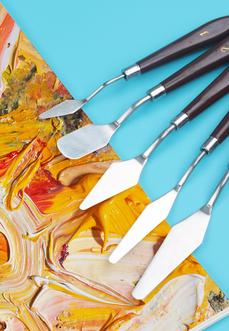 卫庄五支油画刮刀套装颜料调色刮刀油画刀美术丙烯水粉画用品套装