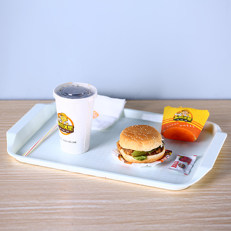 Rectangular Drop-Resistant Plastic Pp Tray Thick Non-Slip Chinese Restaurant Fast Food Plate Color Binaural Tray Wholesale