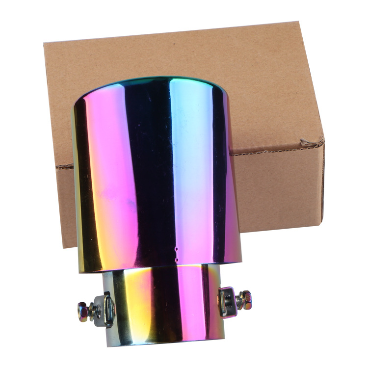 汽车通用烤蓝不锈钢通用 尾喉排气管装饰改装消声音器 全彩直款