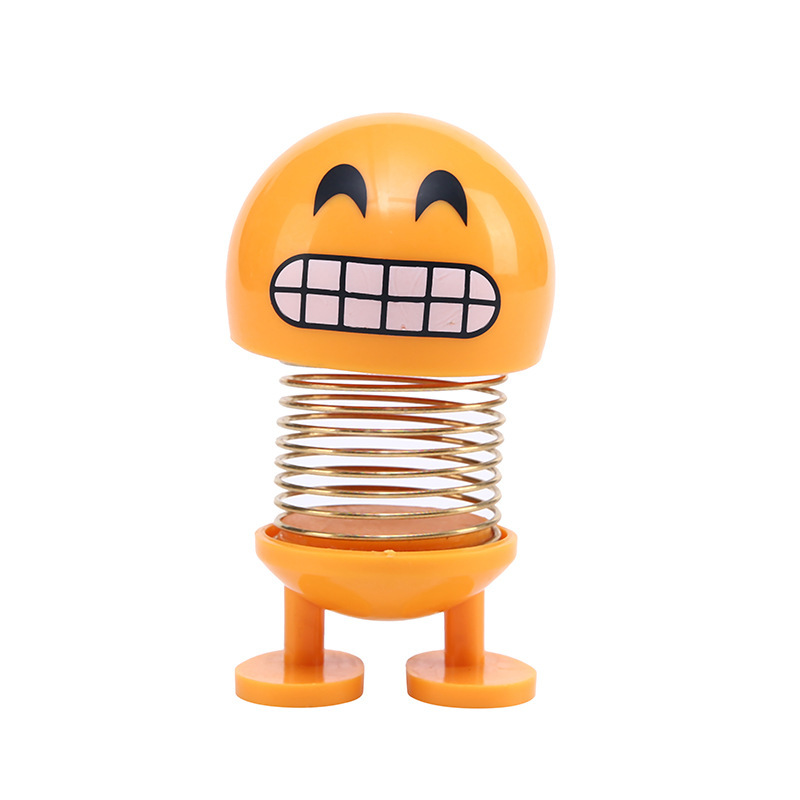 抖音同款车载摇头弹簧公仔笑脸 弹簧公仔表情包摇头弹跳汽车摆件