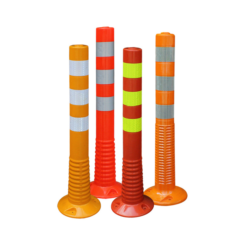 mnsd 塑料警示柱pu/tpu弹立柱 道口标反光弹力柱75cm优质弹性立柱