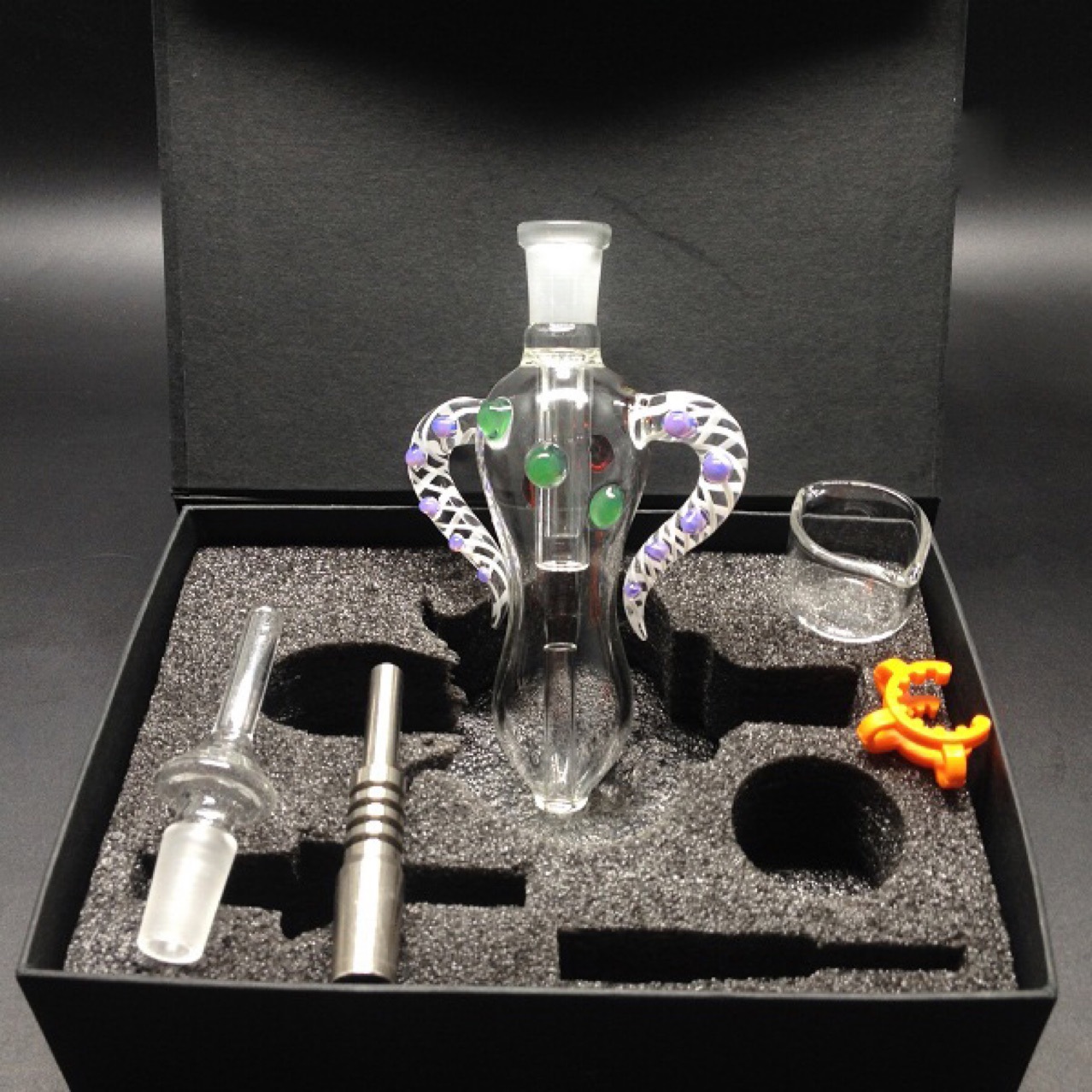 厂家供应玻璃烟具 水烟壶 烟具配件 玻璃水烟nc牛角整套