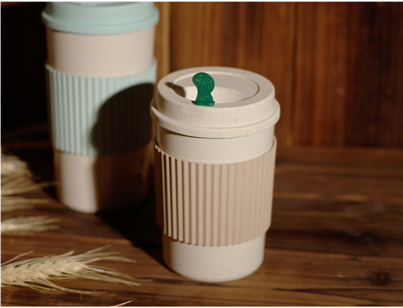 谷纤维麦纤维环保咖啡杯简约竹纤维饮水杯饮料杯带手柄随手杯口杯