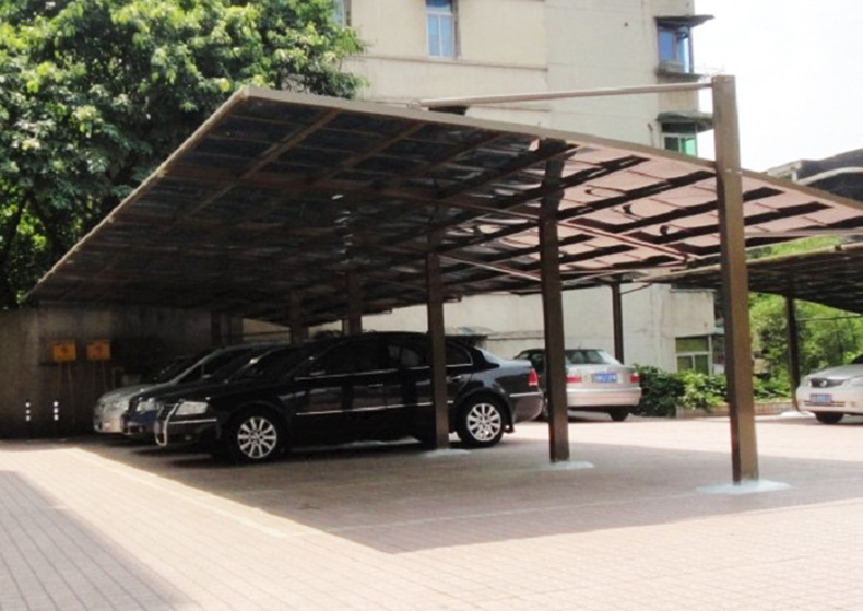 厂家定制 别墅庭院铁艺汽车棚 户外雨棚车棚网 架钢结构自行车棚