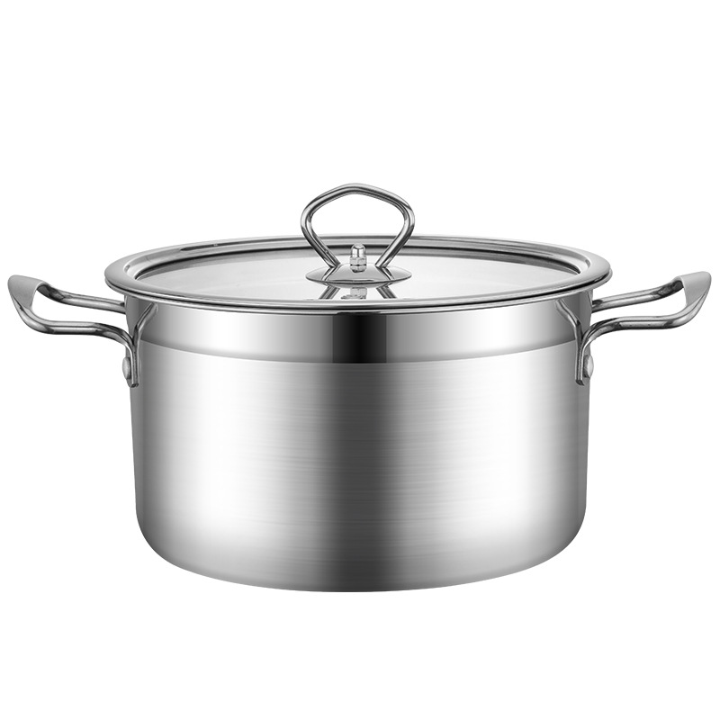 Yinhui Stainless Steel Dual-Sided Stockpot Household Right Angle Pot One Person One Pot Non-Magnetic Double Bottom Induction Cooker Small Milk Boiling Pot