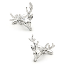 新品动物系列银色鹿头图腾袖扣外贸饰品定做纯铜现货批发