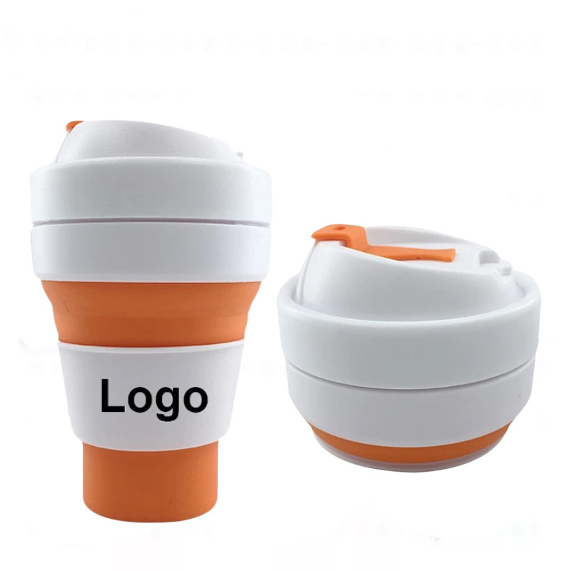 Factory Direct Sale Silicone Folding Coffee Cup 12Oz Handy Cup Coffee Cup Creative Printable Logo