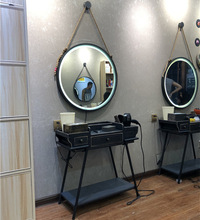 led剪发美发镜台理发店壁挂复古专用烫染单面镜发廊