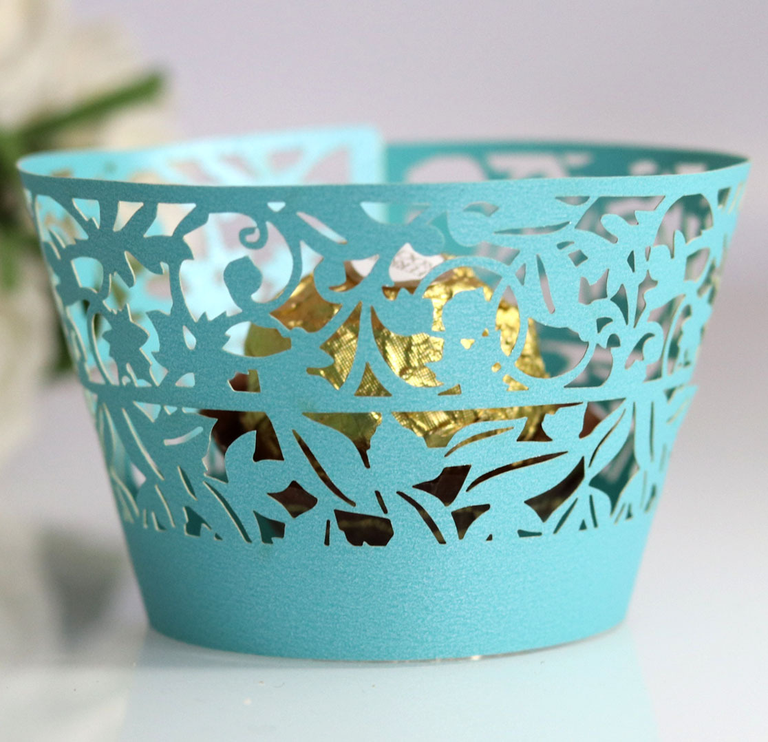 亚马逊唯美花藤激光镂空围边烘焙杯子定制 装饰花边纸杯 广东批发