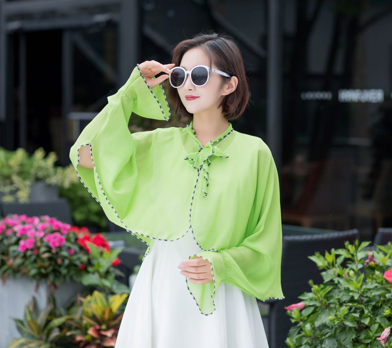 夏季百搭雪纺外套女短款防晒衣韩版上衣小开衫宽松薄外搭沙滩披肩