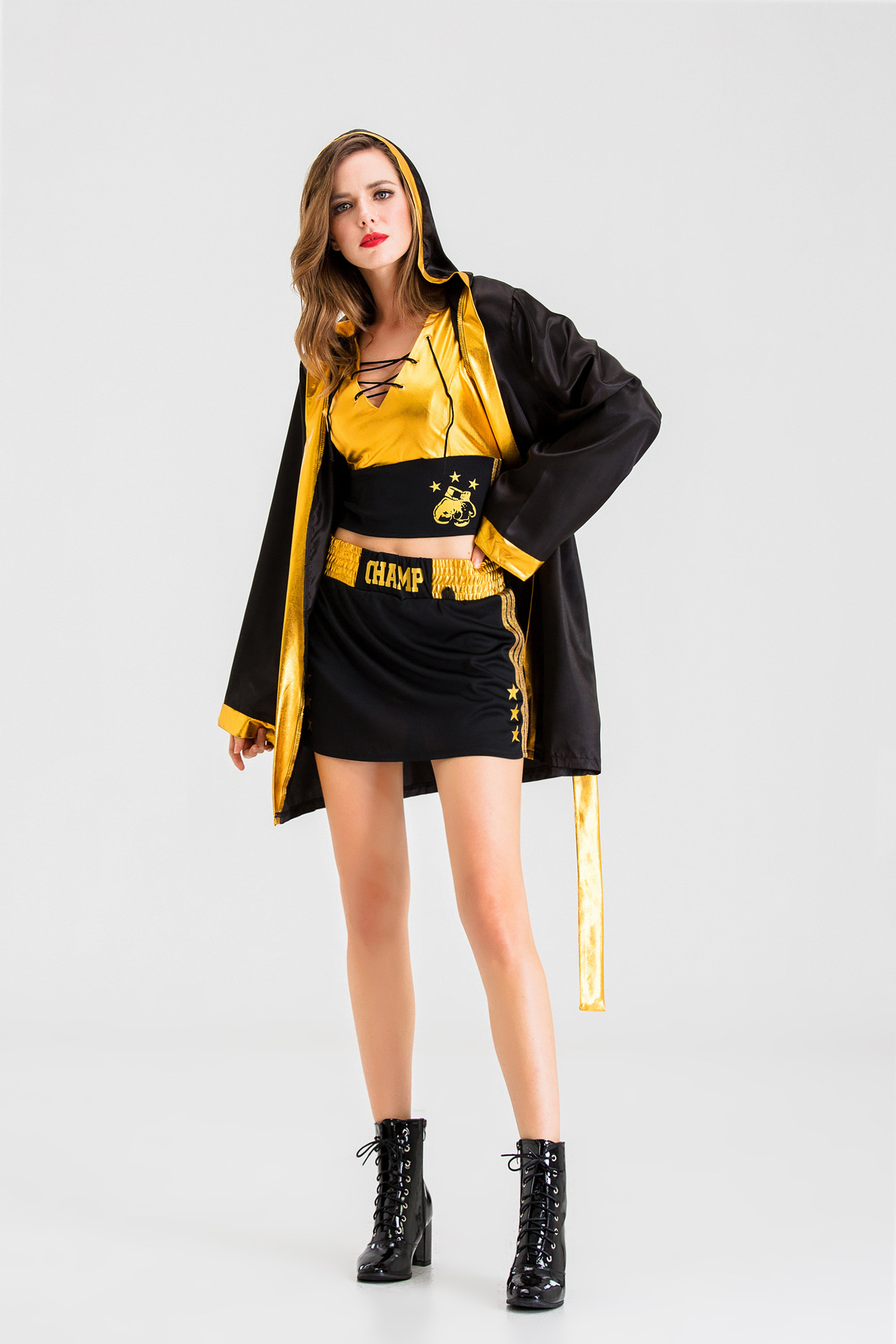 万圣节成人女性感披风短裙格斗士忍者拳击手服装cos酒吧ds演出服